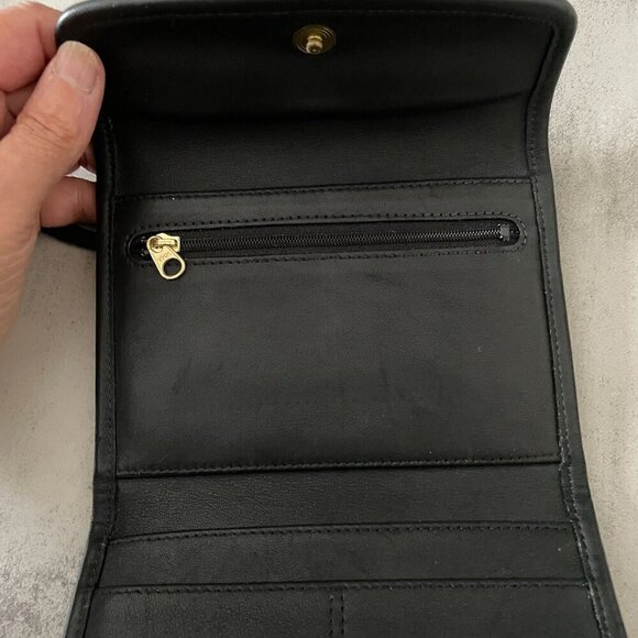 Coach Vintage Black Leather Swing Trifold Crossbody Snap Close Wallet Bag 4843 - Picture 5 of 11